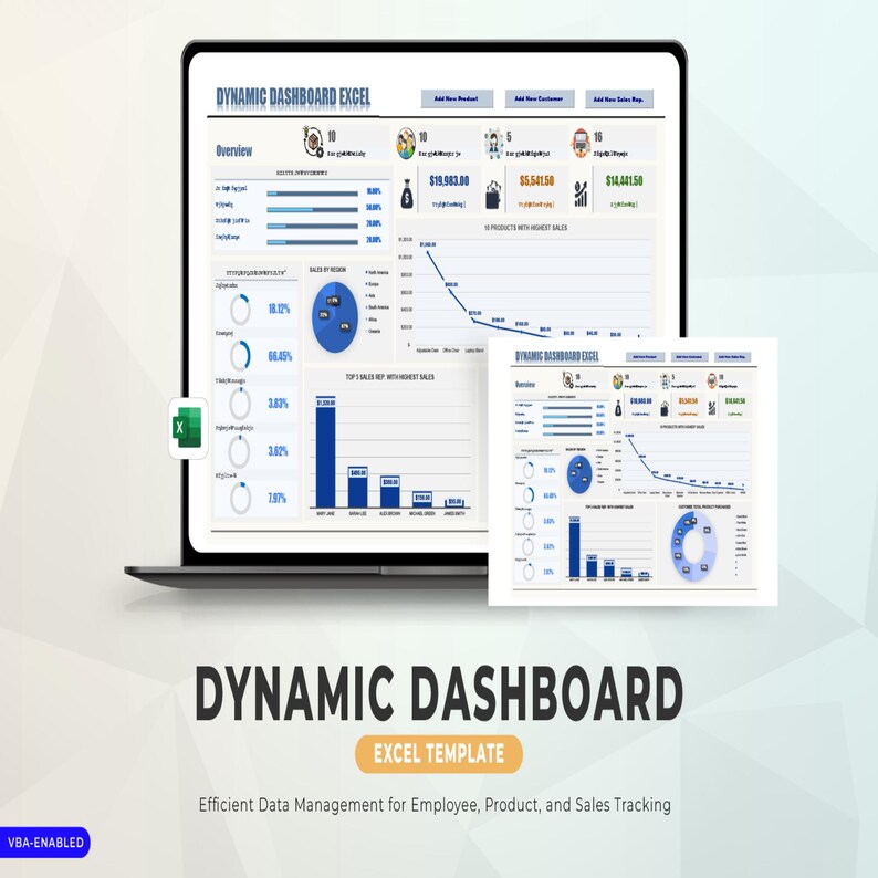 Dynamic Dashboard Excel Template – Interactive KPI Dashboard, Data ...