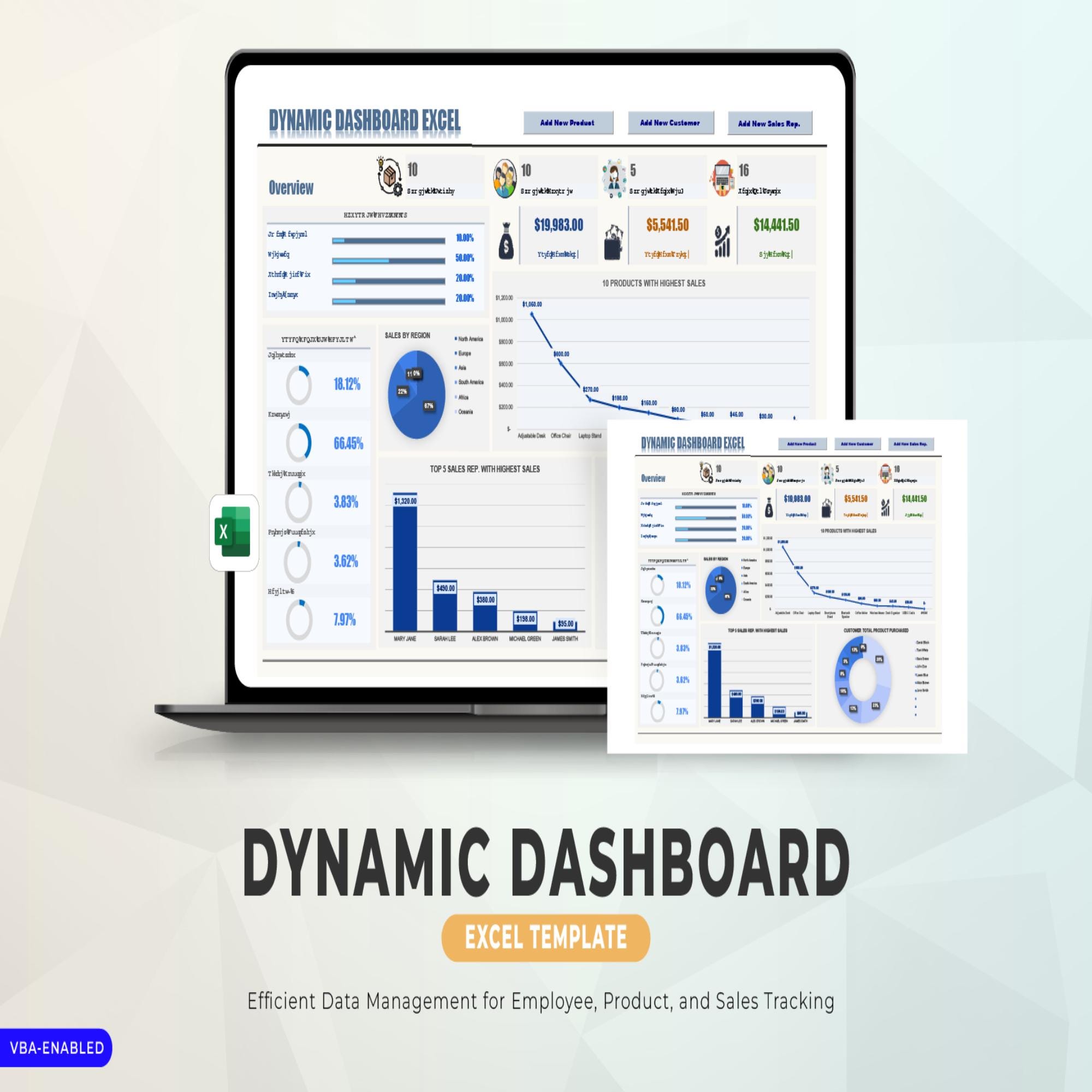 Dynamic Dashboard Excel Template – Interactive KPI Dashboard, Data ...