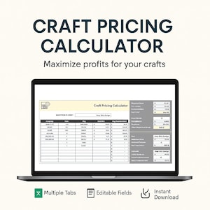 Craft Pricing Calculator Template – Handmade Product Costing Spreadsheet for Excel  Google Sheets, Profit Margin, Retail & Wholesale Pricing