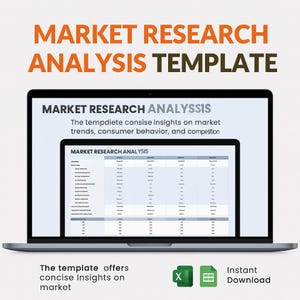 Market Research Analysis Template Excel & Google Sheets | Competitive Analysis Tool | Customer Insights and Trend Report Dashboard