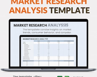 Plantilla de análisis de investigación de mercado para Excel y Hojas de cálculo de Google / Herramienta de análisis competitivo / Panel de información de clientes e informes de tendencias