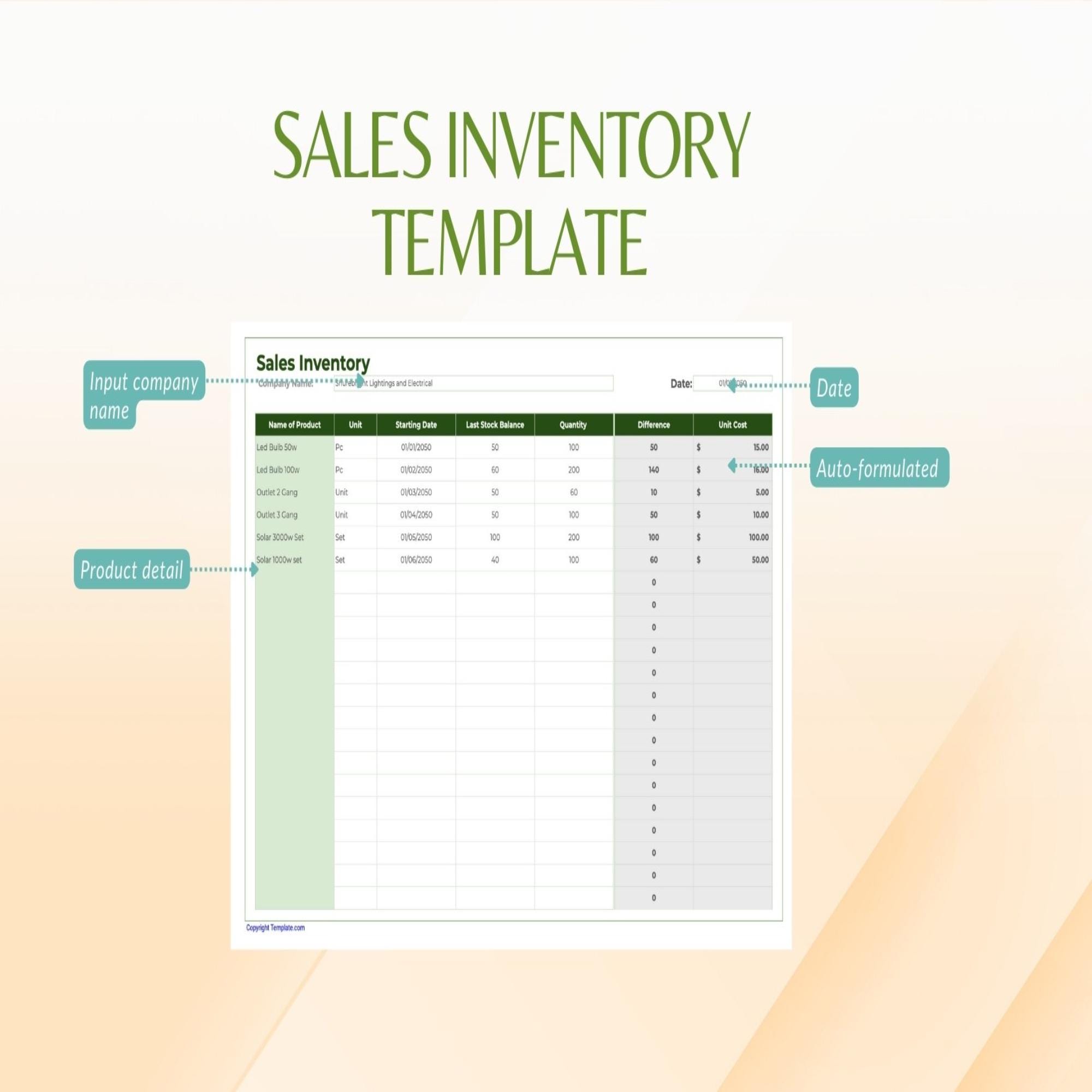 Sales Inventory Template – Excel & Google Sheets Inventory - Sales ...
