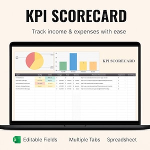 KPI Scorecard Template | Excel & Google Sheets | Business Dashboard | Performance Metrics Tracker | Digital Download