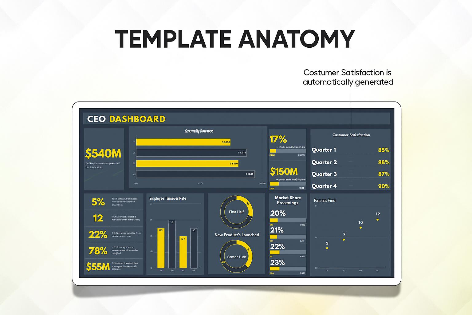 CEO Dashboard Tracker Template | Executive KPI Dashboard Excel & Google ...
