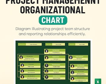 Project Management Organizational Chart Template • Excel & Google Sheets • Roles and Hierarchy Diagram • Editable Download