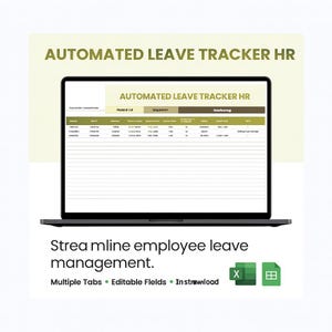 Automated Leave Tracker Template Excel Google Sheets | HR PTO Calendar | Absence Vacation Sick Leave Log | Employee Attendance Sheet