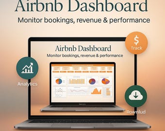 Airbnb-dashboardsjabloon | Analyse van kortetermijnverhuur | Excel Google Spreadsheets | Inkomsten en uitgaven bijhouden | Bezettings-KPI en hosting