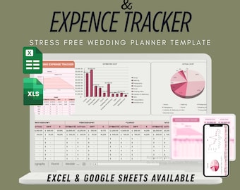 Wedding Budget & Planner Excel | Expense Tracker Spreadsheet | Guest List, Checklist, Vendor Tracker | Google Sheets Template