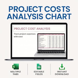 Project Cost Analysis Chart Template Excel & Google Sheets | Budget Breakdown Dashboard | Cost Estimator | Expense Tracker Spreadsheet