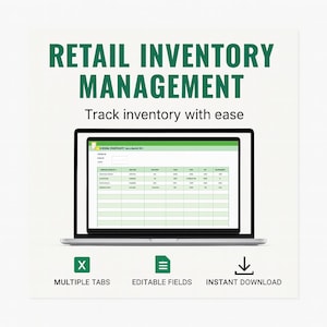 Retail Inventory Management Template | Excel & Google Sheets Stock Tracker | Product Log | Store Inventory Spreadsheet | Inventory Sheet