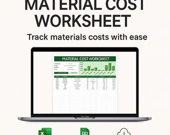 Modèle de feuille de calcul du coût des matériaux pour feuilles Excel et Google | Suivez les coûts des matières premières, les prix des fournisseurs et les dépenses totales | Feuille de calcul modifiable