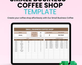 Small Business Coffee Shop Template Excel & Google Sheets | Café Budget, Expense and Revenue Tracker | Coffee Shop Management Sheet