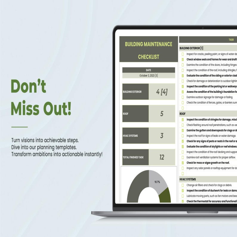 Building Maintenance Checklist Template Excel | Property Inspection ...