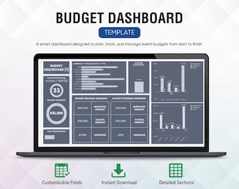 Budgetdashboardsjabloon Excel en Google Spreadsheets | Persoonlijke financiële planner, onkostentracker, spreadsheet voor maandelijks budget