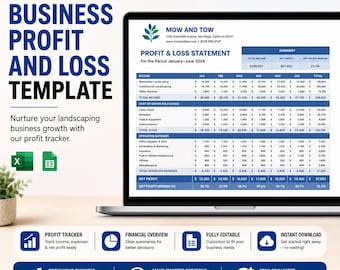 Plantilla de gestión empresarial para paisajismo en Excel y Google Sheets / Hoja de cálculo para la programación de servicios de jardinería, seguimiento de clientes y gastos