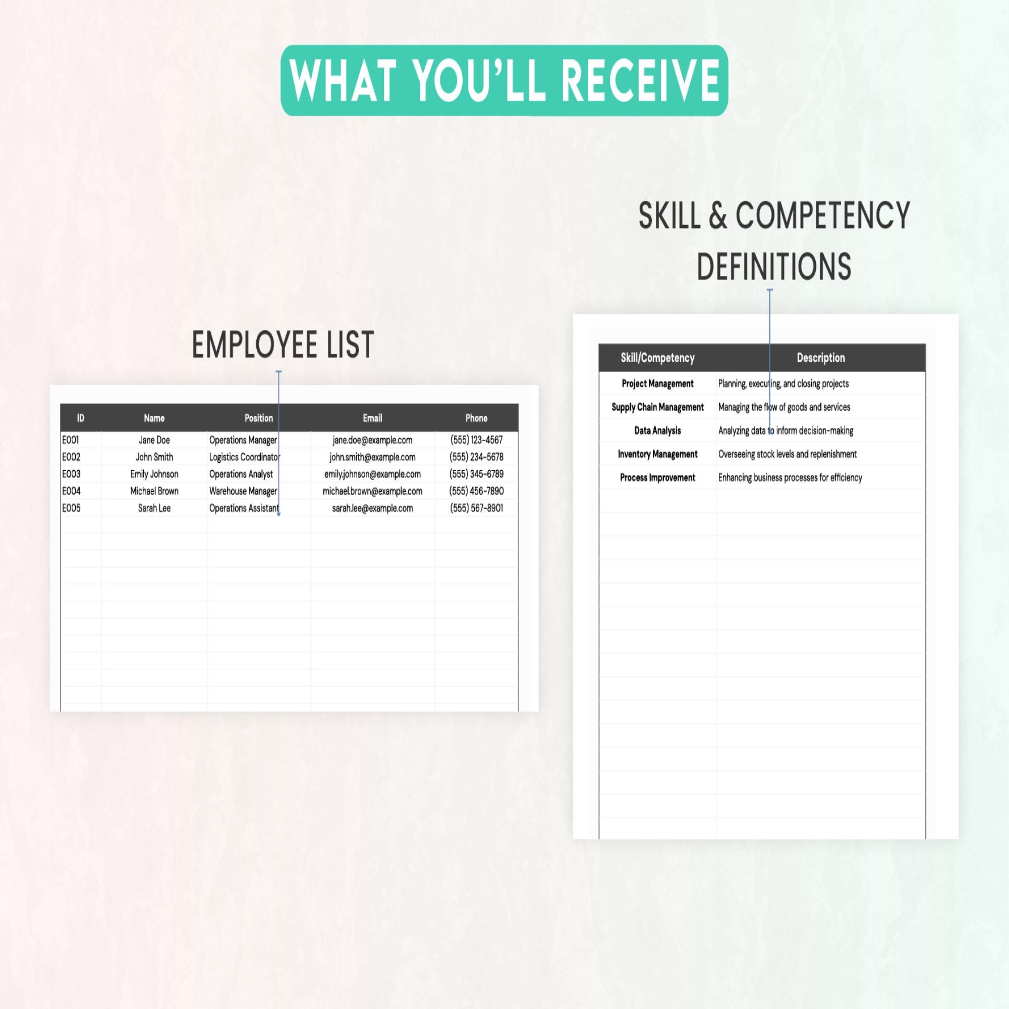 Basic Competency Tracker Operations Team Skillset Matrix Template • Excel & Google Sheets ...
