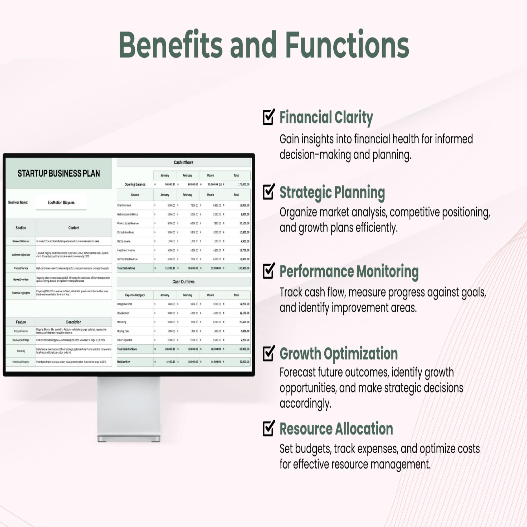 Startup Business Plan Template Excel & Google Sheets | Financial ...