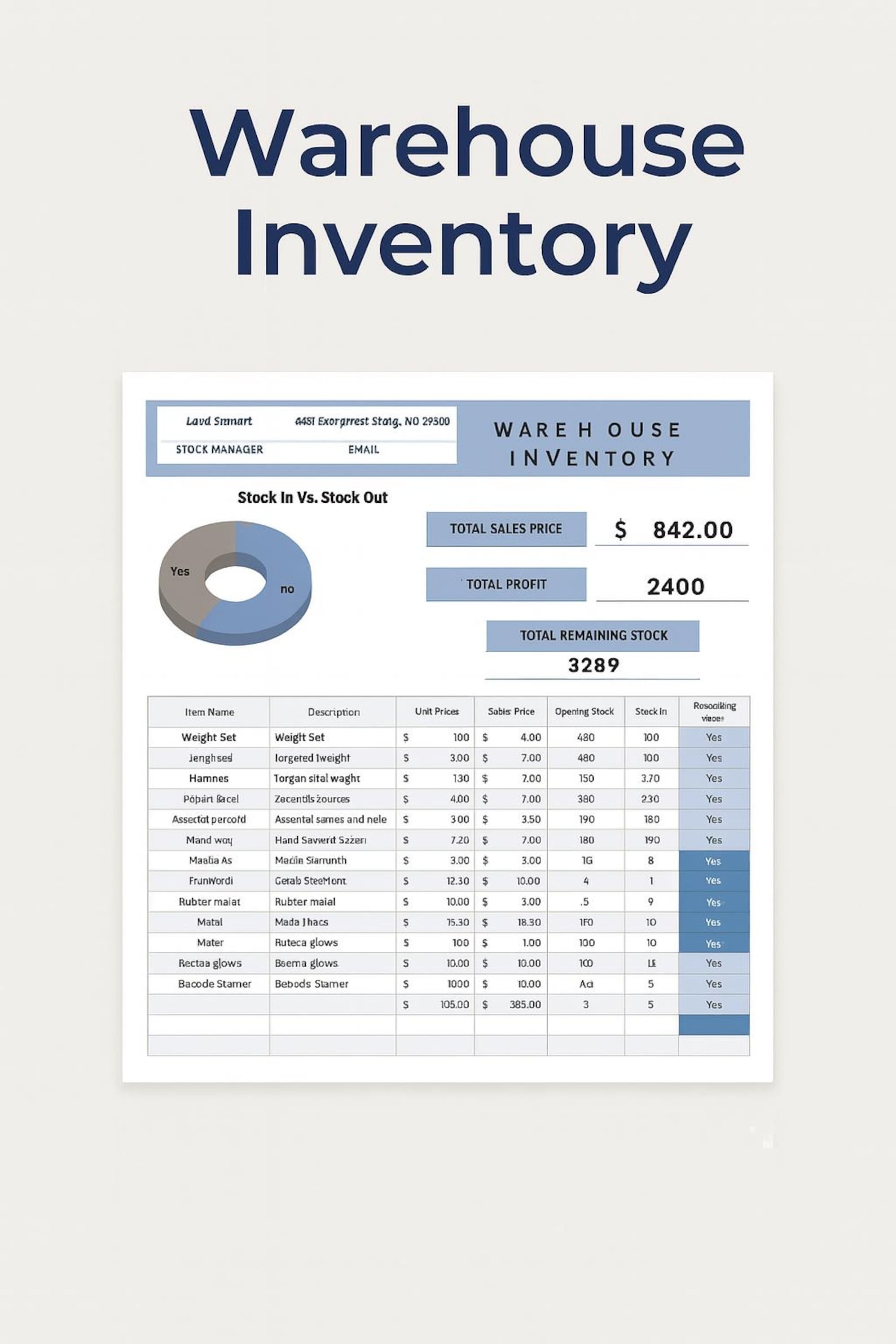 Warehouse Management Template | Inventory Tracker Excel & Google Sheets ...
