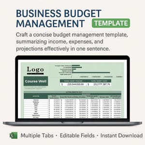 Business Budget Management Template Excel & Google Sheets • Income Expense Profit Forecast Dashboard Template