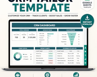 Tailor CRM Template Excel Google Sheets | Fashion Designer Client Management Tracker | Measurements Orders Payment & Customer Database