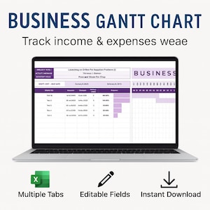 Business Gantt Chart Template Excel Google Sheets • Project Timeline Planner • Digital Download • Editable Schedule & Task Tracker