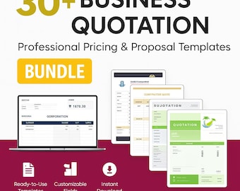 30+ Business Quotation Template Bundle | Editable Estimate & Quote Forms | Excel and Google Sheets