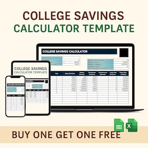 College Savings Calculator Excel & Google Sheets | Education Fund Planner | Tuition Cost Tracker | Child Future Savings Estimator
