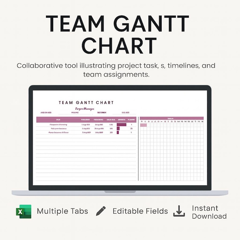 Team Gantt Chart Template Excel & Google Sheets • Editable Team ...