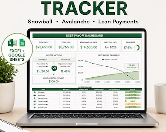 Debt Payoff Tracker Spreadsheet | Debt Snowball & Avalanche Calculator | Loan Payment Planner | Excel Google Sheets