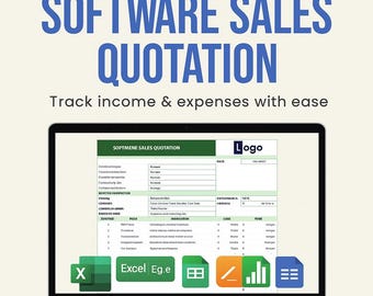 Software Sales Quotation Template – Excel & Google Sheets Quote Form, SaaS Pricing Proposal, Estimate Template, Custom Pricing Tracker