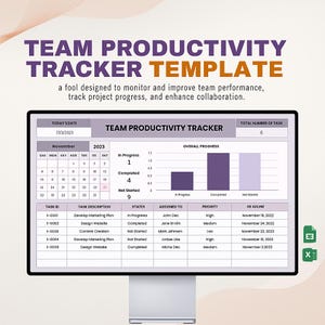 Team Productivity Tracker Template | Employee Task Monitoring Sheet | Excel & Google Sheets | Daily Work Log | Team Efficiency Dashboard