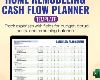 Home Remodeling Cashflow Planner Excel & Sheets | Renovation Cost Tracker | Home Project Expense Template