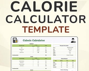 Calorie Calculator Template | Excel & Google Sheets | Macro Tracker | Weight Loss | Diet Planner | Digital Download