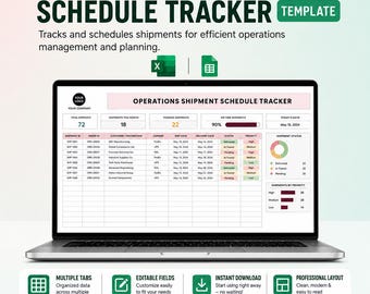Plantilla de Excel para el seguimiento del cronograma de envíos de operaciones: planificador logístico, calendario de entregas, seguimiento de envíos y hoja de cálculo de despacho.