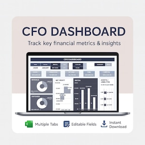 CFO Dashboard Template Excel & Google Sheets | Financial KPI Dashboard | Budget vs Actual | Cash Flow | Profit And Loss | Finance Report