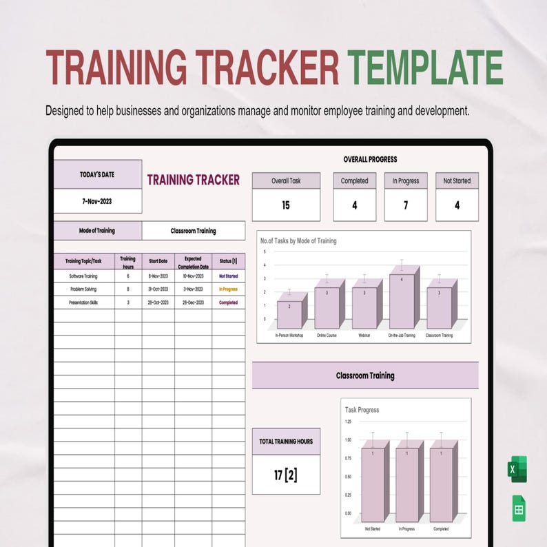 Spreadsheet Reps Training Tracker Template Excel & Google Sheets • Workout and Fitness ...