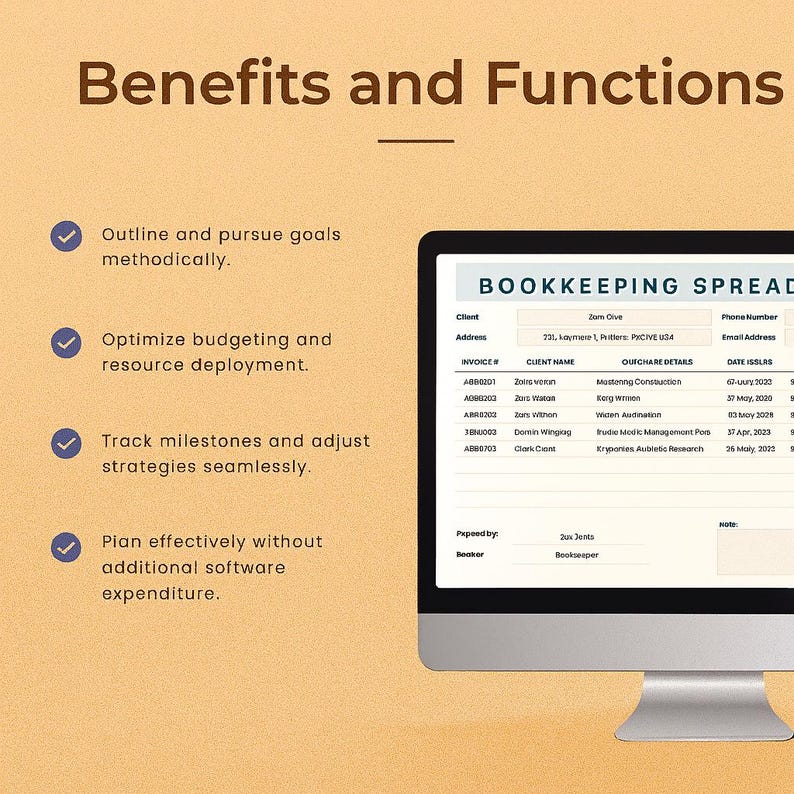 Bookkeeping Spreadsheet Template for Excel & Google Sheets | Income ...