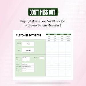 Excel-mall för kunddatabas – CRM-kalkylblad, kontaktlista, klientspårning, kompatibel med Google Sheets bild 6