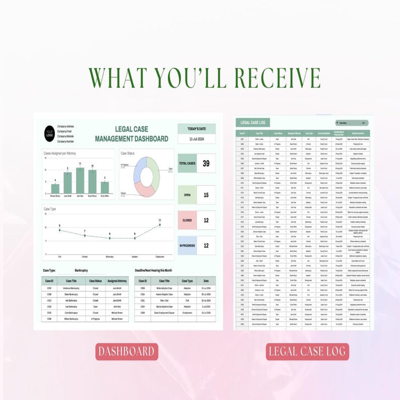 Legal Case Management Dashboard Template Excel Google Sheets – Case ...