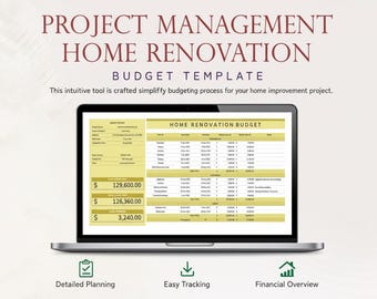 Plantilla de Excel y Hojas de Cálculo de Google para la Gestión de Proyectos de Renovación de Viviendas / Planificador de Remodelaciones, Cronograma de Construcción, Presupuesto y Seguimiento de Tareas
