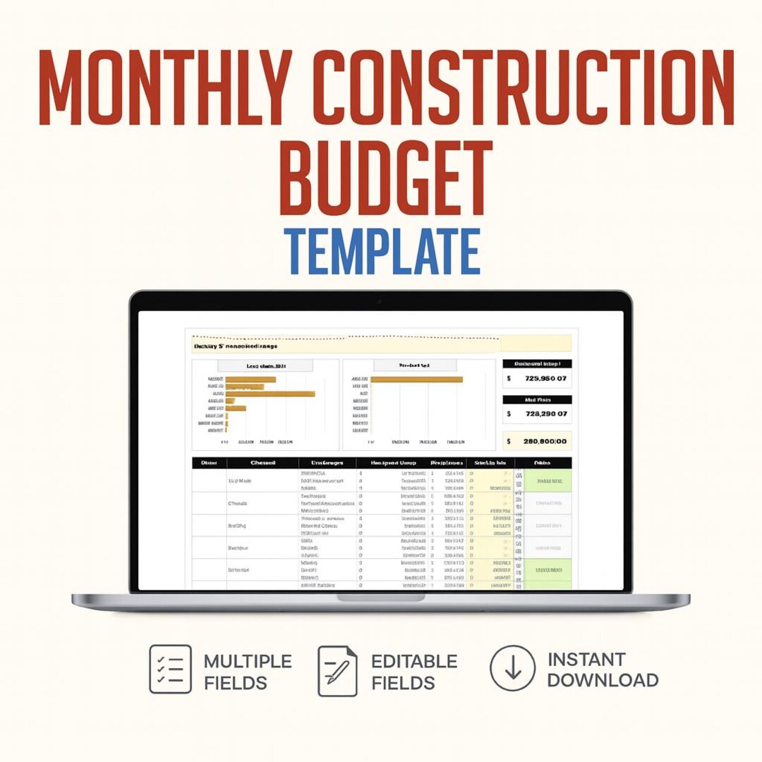 Monthly Construction Budget Template • Excel & Google Sheets • Project ...