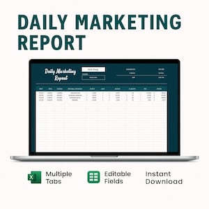 Daily Marketing Report Template Excel Google Sheets KPI Tracker Campaign Performance Dashboard Daily Metrics Sheet