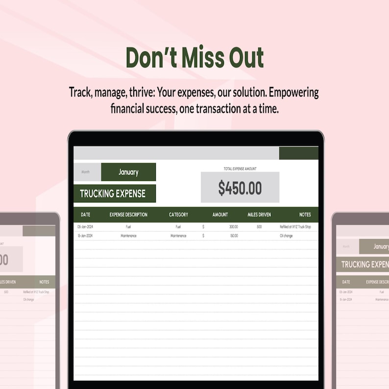Trucking Expense Tracker Template – Excel & Google Sheets Fuel ...