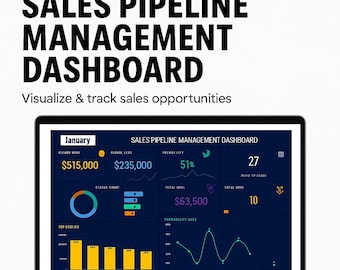 Försäljningspipeline-instrumentpanel i Excel och Google Sheets | Försäljningshanteringsspårning, mall för affärsspårning, CRM KPI-rapportering