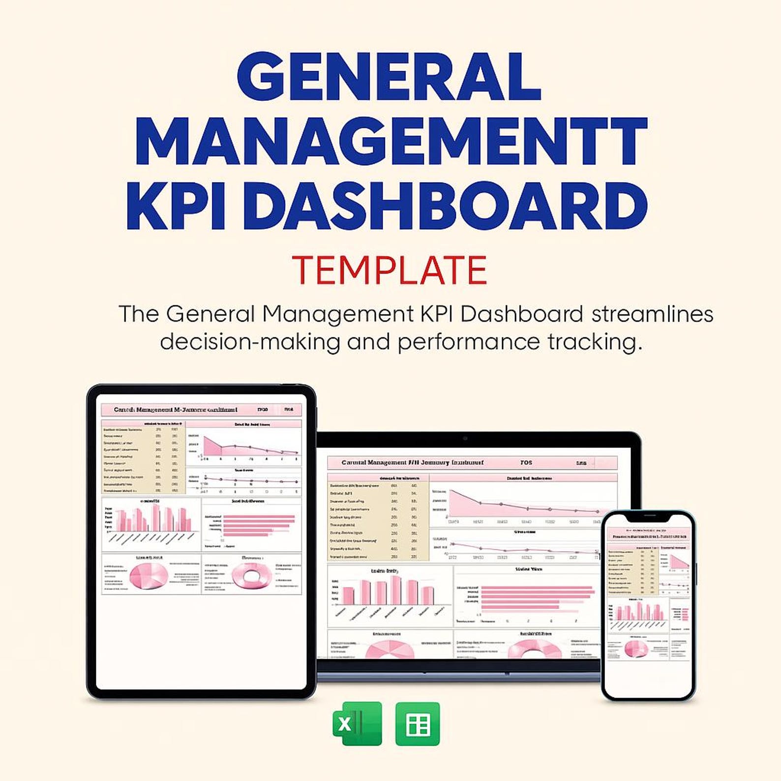 General Management KPI Dashboard Excel Template | Business Performance ...