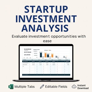 Startup Investment Analysis Template Excel & Google Sheets | ROI Forecast, Break-Even, Financial Model, Risk Scenario Planning Tool