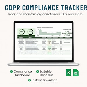 Operations GDPR Compliance Status Template • Excel & Google Sheets • Data Compliance Tracker • GDPR Audit Dashboard • Compliance Log Tool