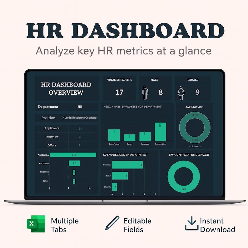 HR Dashboard Overview Template Excel Google Sheets – HR KPI Summary ...