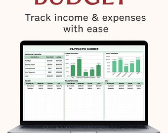 Paycheck Budget Template Excel | Biweekly Budget Planner Spreadsheet | Income vs Expense Tracker | Google Sheets Paycheck Organizer