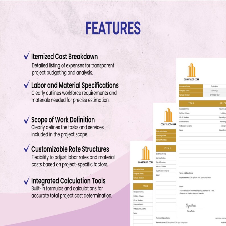 Electrical Contractor Estimate Template Excel Google Sheets ...